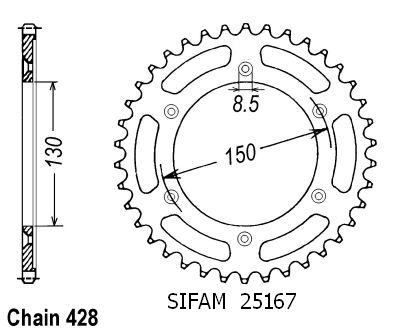 Couronne Xlr 125 R 1997-1998 - 428 - 51 Dents - Similaire JTR4374