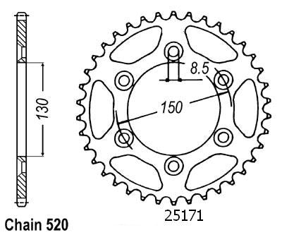 Couronne Alu Yamaha 125/250/400 Yz/Wr 99 07 - 520 - 49 Dents - Similaire JTA245