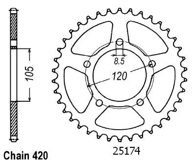 Couronne Aprilia 50 Rx 1999 - 5 Trous - 420 - 51 Dents - Similaire JTR24
