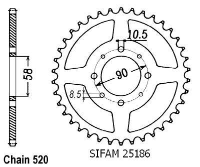 Couronne Honda - 520 - 45 Dents - Similaire JTR273