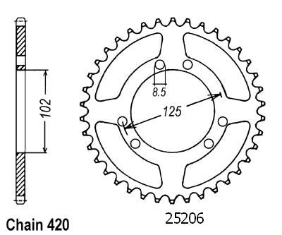 Couronne Bultaco Lobito 50 - 420 - 53 Dents - Similaire JTR1132