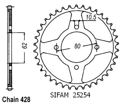Couronne Tt-r 125 Grandes Roues - 428 - 54 Dents - Similaire JTR1843