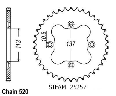 Couronne LT-Z 400 09 - 520 - 40 Dents - Similaire JTR1760