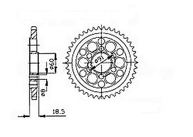 Couronne Ducati 1098 R/S 2007 - 6 Trous SANS Porte Moyeu - 525 - 38 Dents - Similaire JTR761