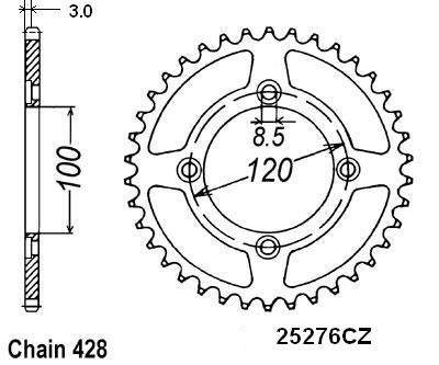 Couronne Beta 50 Rr 2005-2008 4 Trous - 428 - 52 Dents