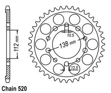 Couronne Racing Acier Yzf 600 R6 1998-2002 - 520 - 40 Dents - Similaire JTA1303