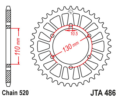 Couronne Racing Alu Yzf R6 2003-2005 / R1 1998-2006 44 Dents - Similaire JTA486