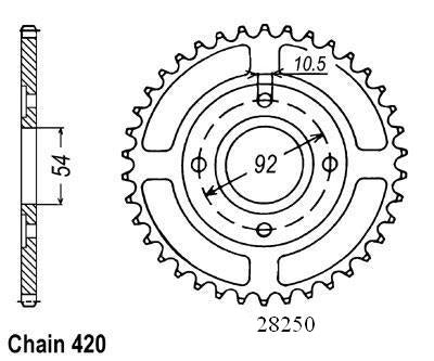 Couronne Tzr50 / Power50 1997 - 420 - 46 Dents - Similaire JTR1078