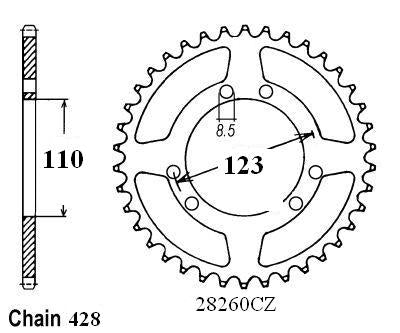Couronne Hrd 50 - 428 - 56 Dents - Similaire JTR2070
