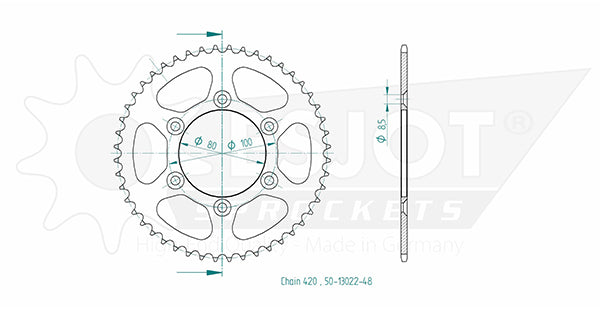Couronne ESJOT pour Rieju 50cc - Pas 420 - 48 dents