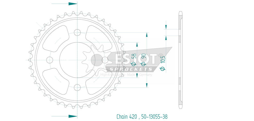 Couronne Acier - 38 Dents - Made in Germany
