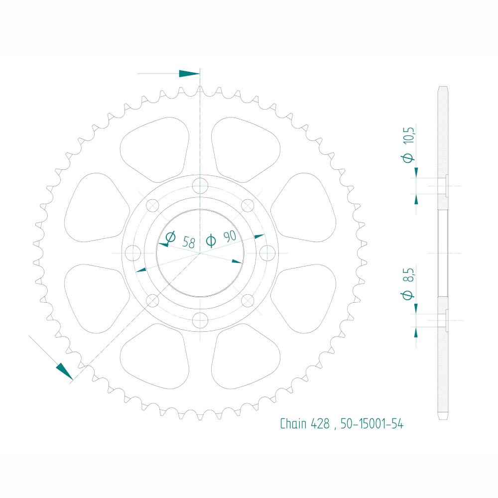 Couronne Esjot 428 - 54 dents - Similaire JTR269