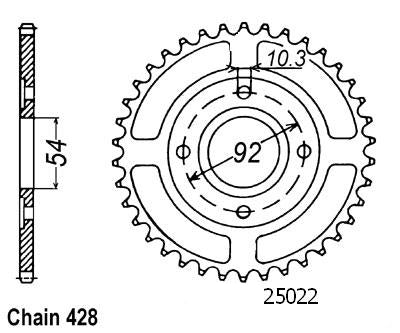 Couronne Acier Yamaha - 428 - 49 Dents - Similaire JTR835 