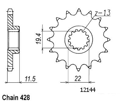 Pignon TT Suzuki - 428 - 16 Dents - Similaire JTF409 - Made in Germany
