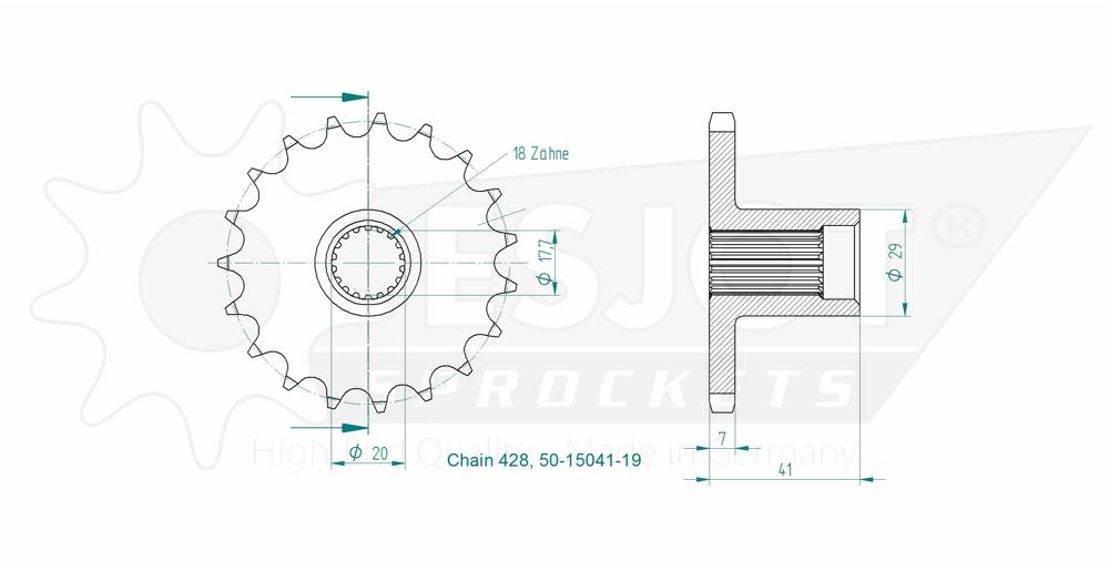 Pignon Aeon-MZ-Polaris - 428 - 19 Dents - Made in Germany