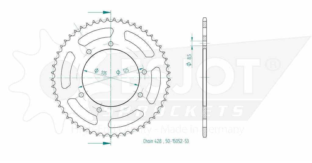 Couronne Acier - 428 - 53 Dents - Made in Germany