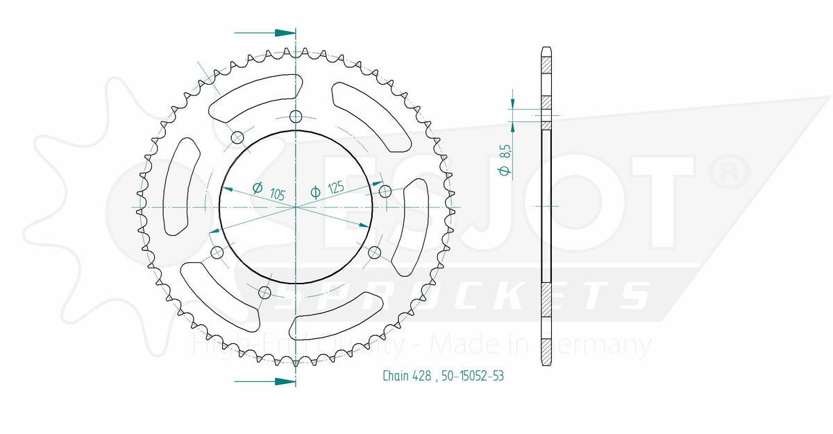 Couronne Acier - 428 - 53 Dents - Made in Germany