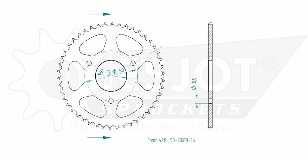 Couronne Acier Rieju - 428 - 46 Dents - Made in Germany