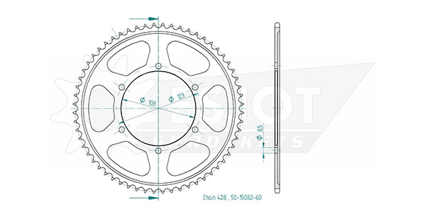 Couronne Acier Aprilia - 428 - 60 Dents - Similaire JTR25 - Made in Germany