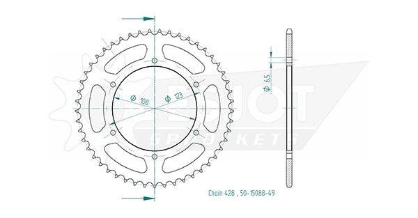 Couronne Acier Derbi - 428 - 49 Dents - Made in Germany