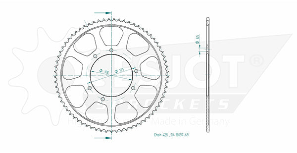 Couronne pas en 428 - 69 dents