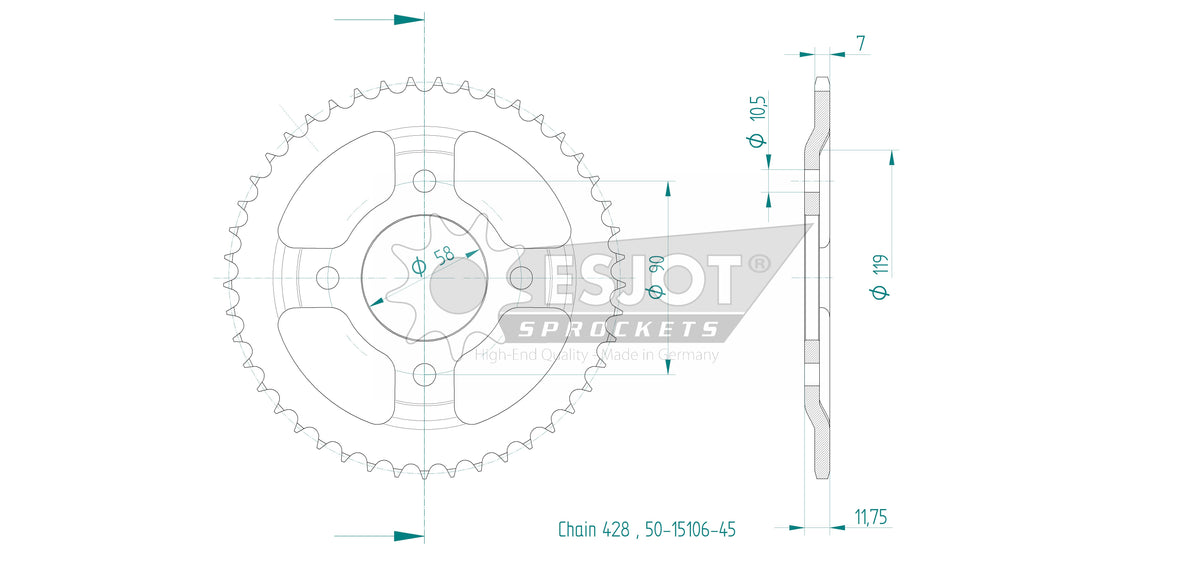 Esjot - Couronne - 428 - 45 dents