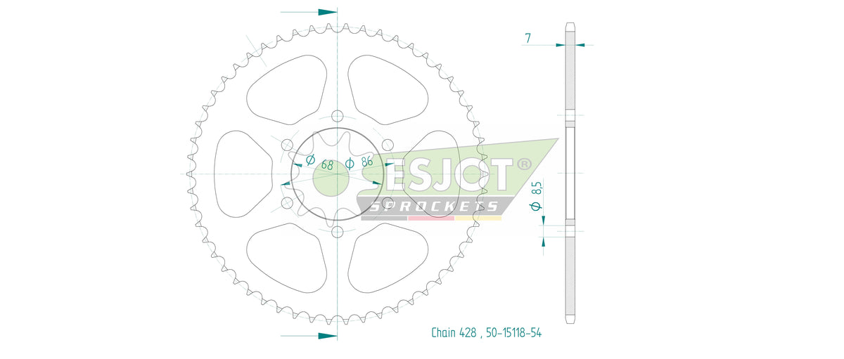 Couronne Esjot - 428 - 54 dents