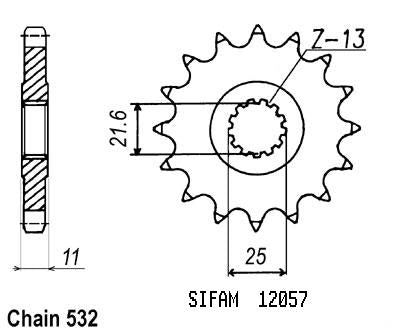 Pignon Yamaha - 532 - 17 Dents - Similaire JTF584 - Made in Germany