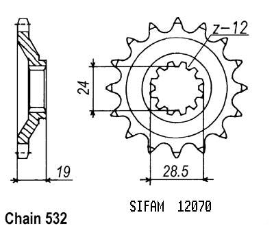Pignon Kawasaki - 532 - 17 Dents - Similaire JTF525 - Made in Germany