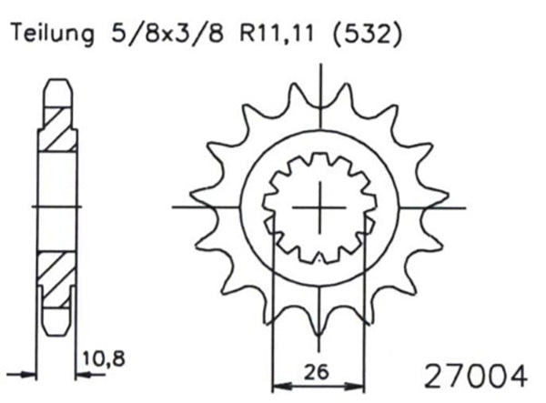 Pignon Yamaha - 532 - 17 Dents - Similaire JTF585 - Made in Germany