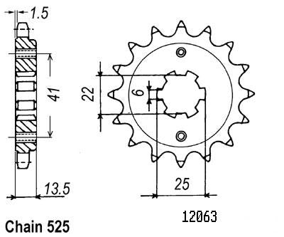 Pignon Honda - 525 - 15 Dents - Similaire JTF293 - Made in Germany