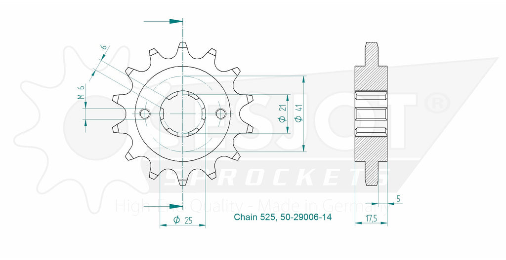 Pignon Honda - 525 - 14 Dents - Similaire JTF294 - Made in Germany
