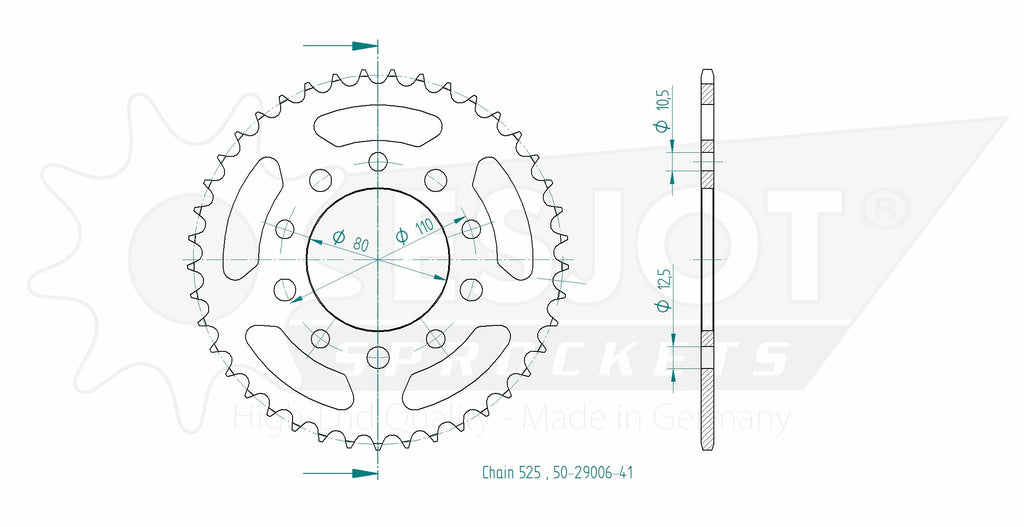 Couronne Acier Honda - 525 - 41 Dents - Made in Germany