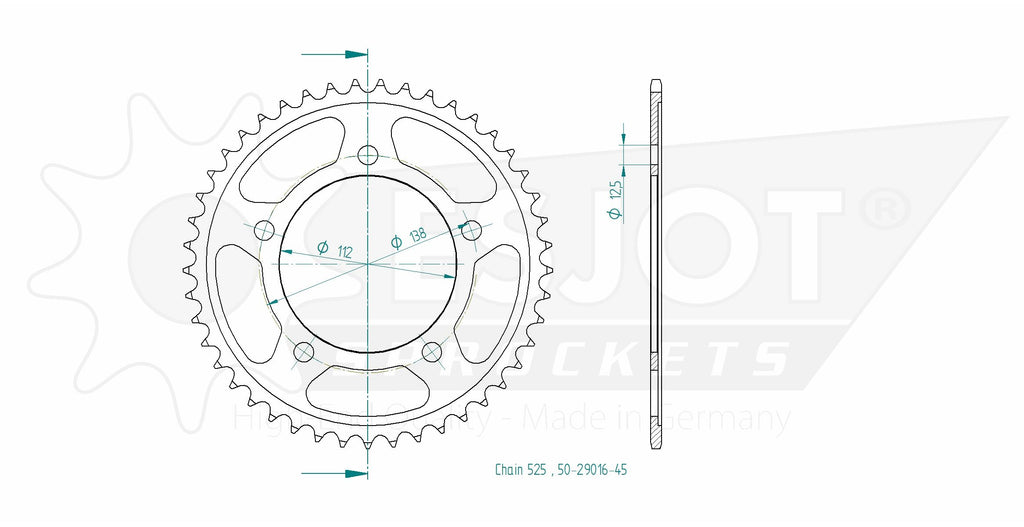 Couronne Acier Honda - 525 - 45 Dents - Similaire JTR1304 - Made in Germany