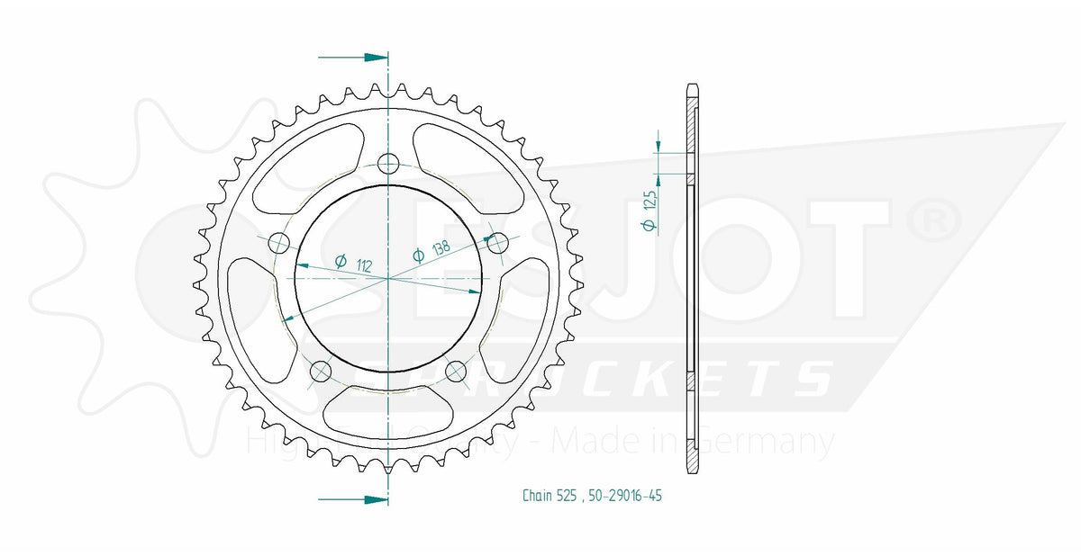 Couronne Acier Honda - 525 - 45 Dents - Similaire JTR1304 - Made in Germany
