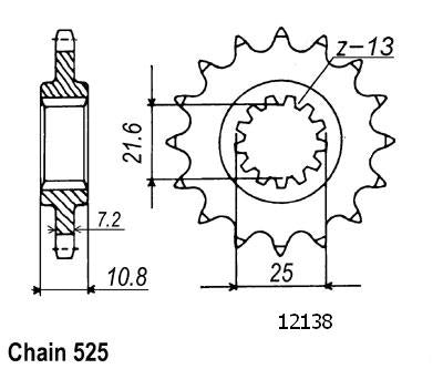 Pignon Yamaha - 525 - 16 Dents - Similaire JTF1586 - Made in Germany