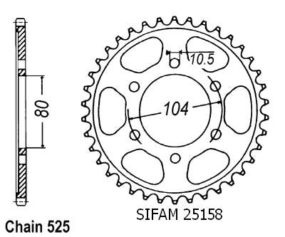 Couronne Acier Kawasaki - 525 - 41 Dents - Similaire JTR1489 - Made in Germany