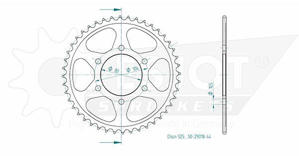 Couronne Acier Kawasaki - 525 - 43 Dents - Similaire JTR1489 - Made in Germany