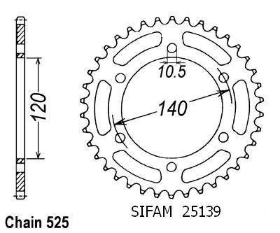 Couronne Acier Suzuki - 525 - 45 Dents - Similaire JTR498 - Made in Germany