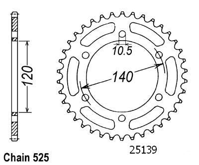 Couronne Acier Suzuki - 525 - 46 Dents - Similaire JTR498 - Made in Germany