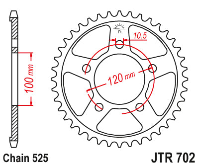Couronne Acier Aprilia - 525 - 40 Dents - Similaire JTR702 - Made in Germany
