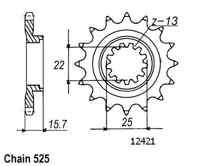 Pignon Kawasaki - 525 - 15 Dents - Similaire JTF1535 - Made in Germany