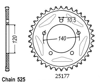 Couronne Acier Suzuki-Triumph - 525 - 45 Dents - Similaire JTR1792 - Made in Germany