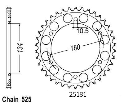 Couronne Acier Honda - 525 - 41 Dents - Similaire JTR1307 - Made in Germany