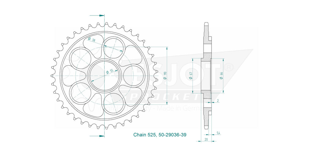 Couronne Acier - 525 - 39 Dents - Made in Germany