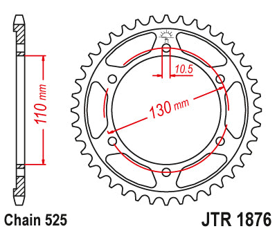 Couronne Acier Suzuki-Yamaha - 525 - 45 Dents - Similaire JTR1876 - Made in Germany