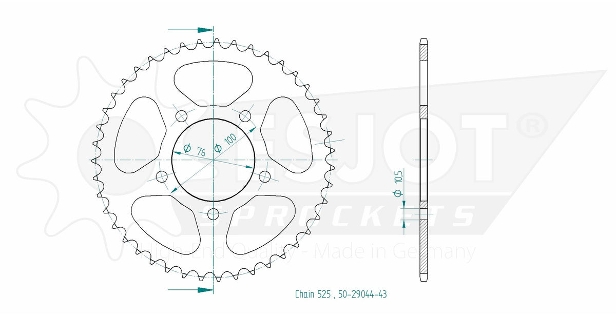 Couronne Acier Benelli - 525 - 43 Dents - Made in Germany
