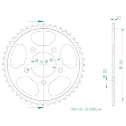 Couronne Acier - 525 - 44 Dents - Made in Germany