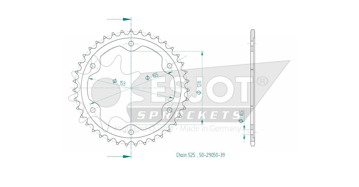 Couronne Acier - 525 - 39 Dents - Made in Germany