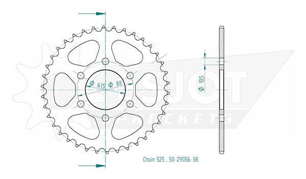 Couronne Esjot pour Royal Enfield - 525 - 38 dents